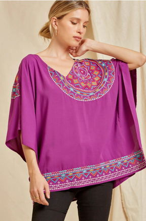 Sunsets Beauty Poncho Top - Magenta