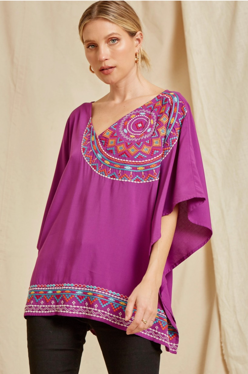 Sunsets Beauty Poncho Top - Magenta