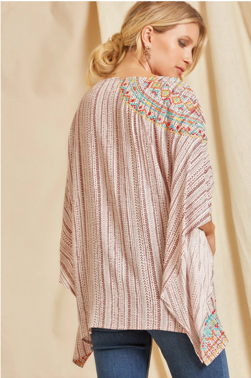 Sunsets Beauty Poncho Top - Rust Print
