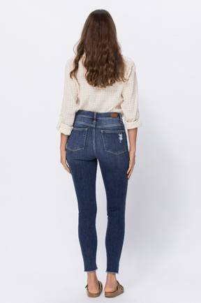 Judy Blue Slanted Fray Hem Skinnies