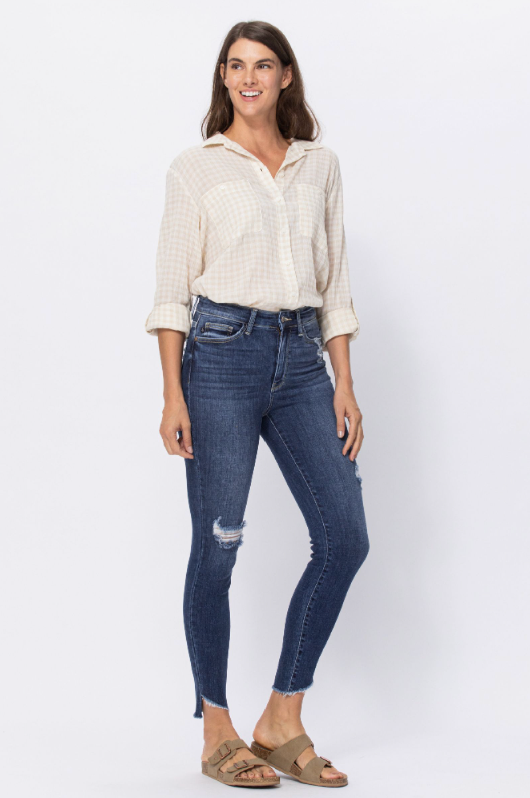 Judy Blue Slanted Fray Hem Skinnies