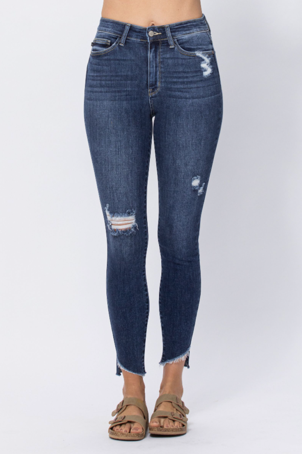 Judy Blue Slanted Fray Hem Skinnies