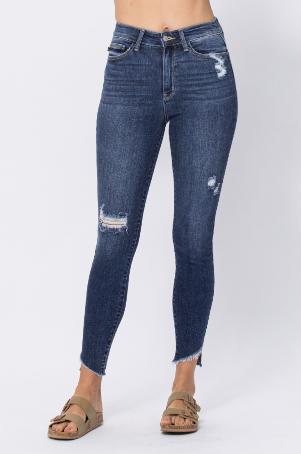 Judy Blue Slanted Fray Hem Skinnies