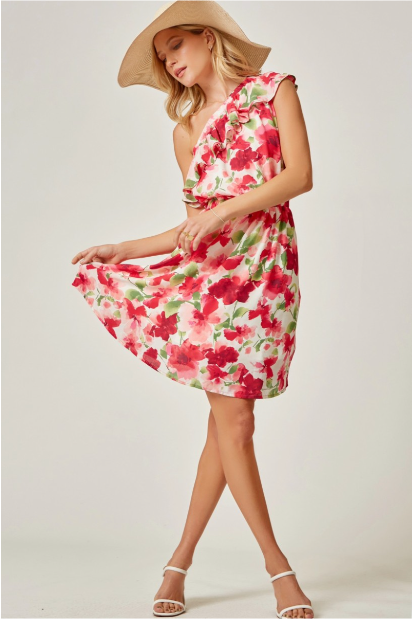 Perfectly Sunkissed Dress - Fuchsia Floral
