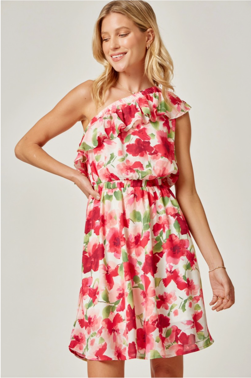 Perfectly Sunkissed Dress - Fuchsia Floral