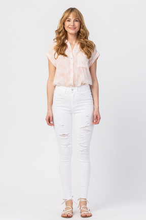 Judy Blue White Destroyed Skinny Jeans