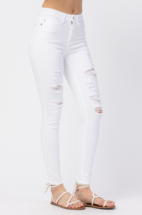 Judy Blue White Destroyed Skinny Jeans