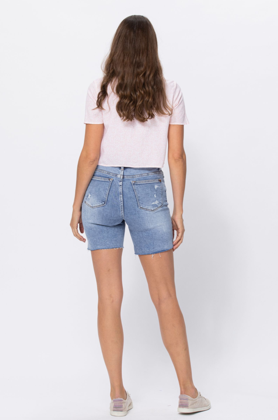 Judy Blue Denim Patch Mid-Length Shorts