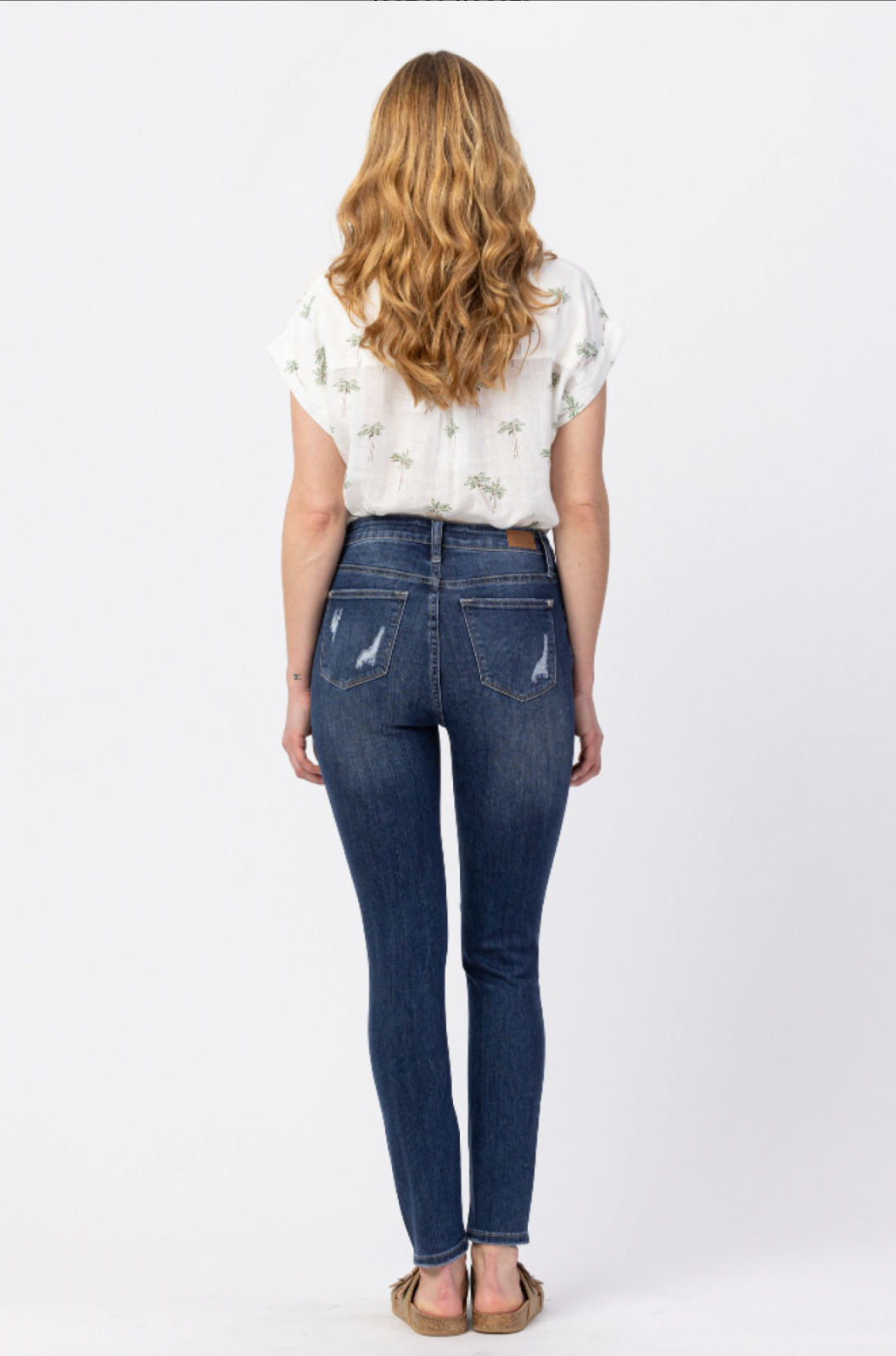Judy Blue Button Fly Destroyed Skinny Jeans