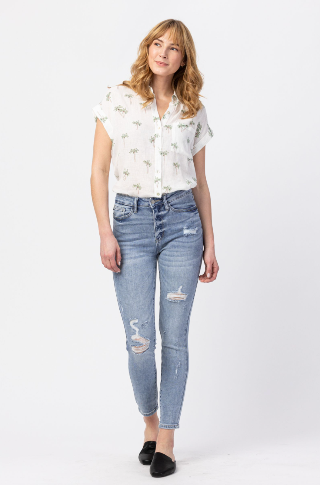 Judy Blue Light Wash Destroyed Skinny Jeans