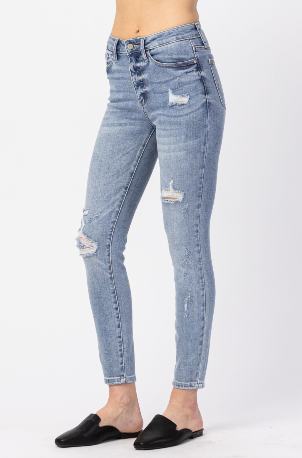Judy Blue Light Wash Destroyed Skinny Jeans