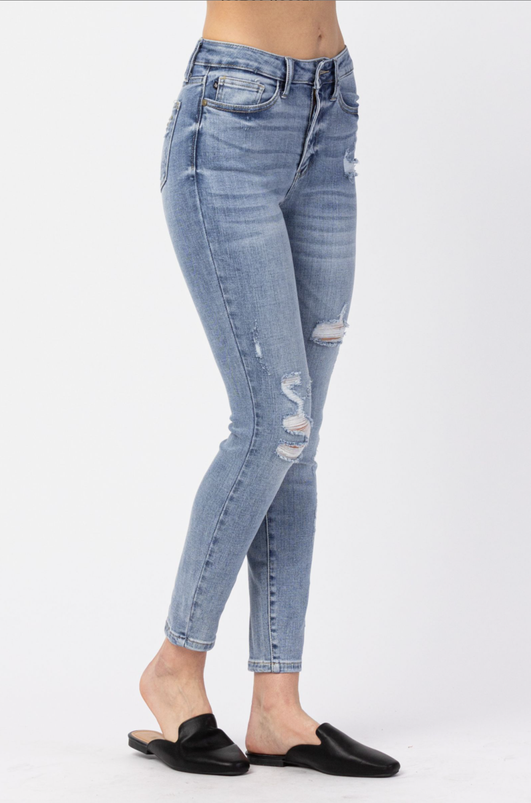Judy Blue Light Wash Destroyed Skinny Jeans