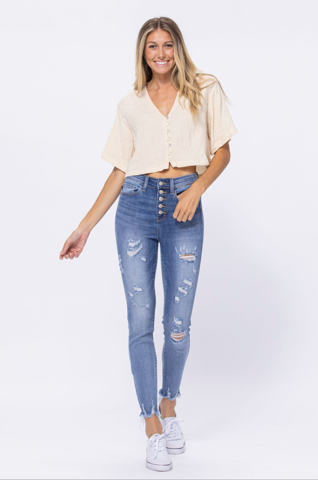 Judy Blue Destroyed Button Fly Jeans