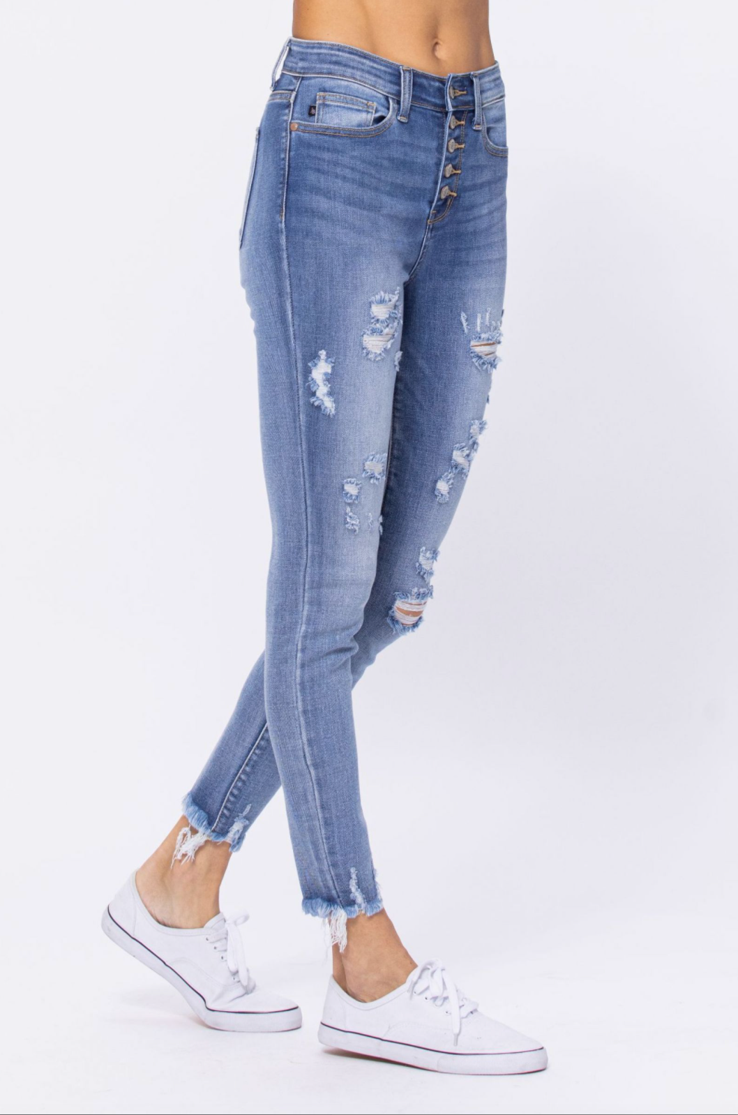 Judy Blue Destroyed Button Fly Jeans