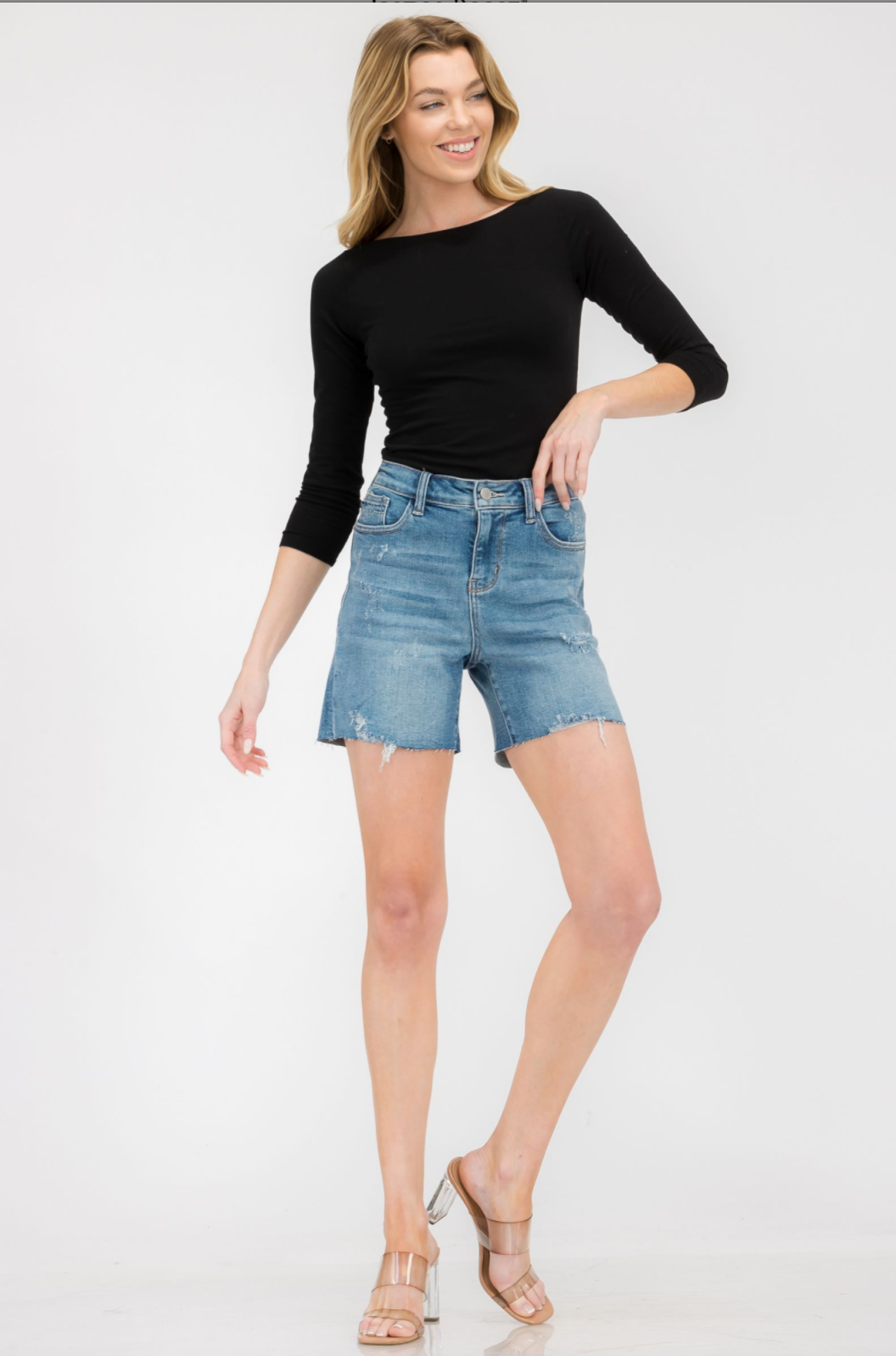 Judy Blue Cut Off Mid Thigh Shorts
