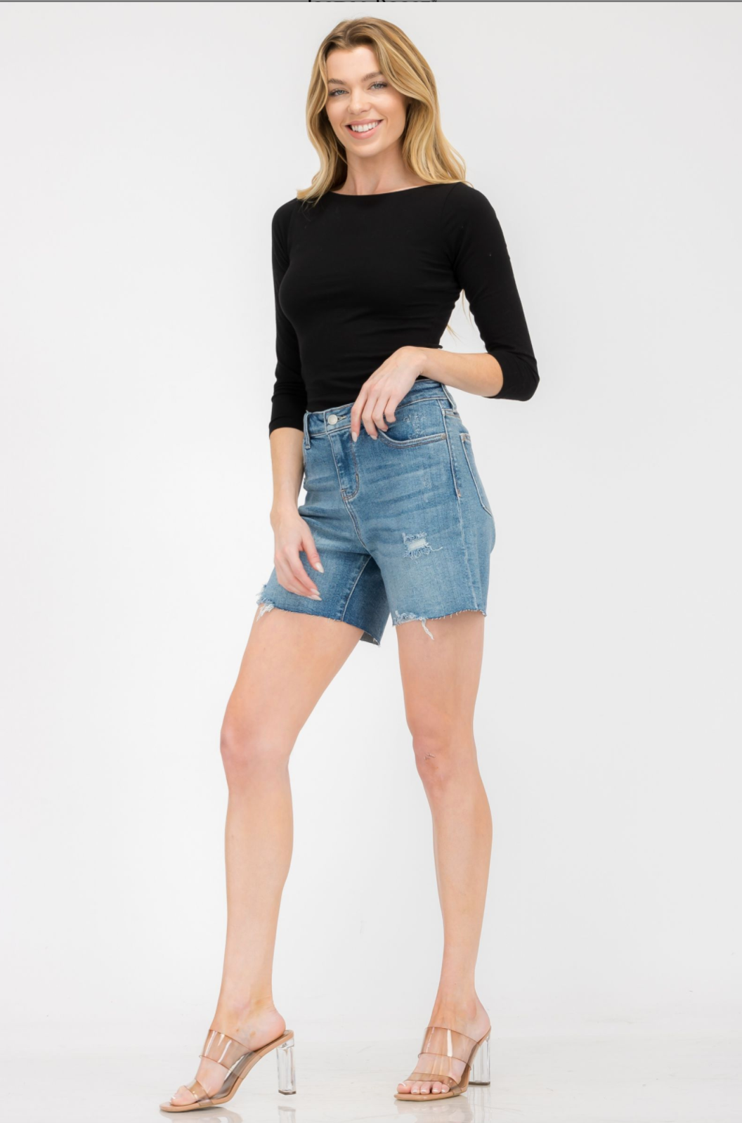 Judy Blue Cut Off Mid Thigh Shorts