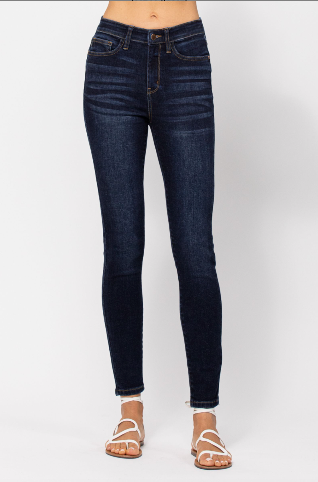 Judy Blue Handsand Skinny Jeans - Dark Wash