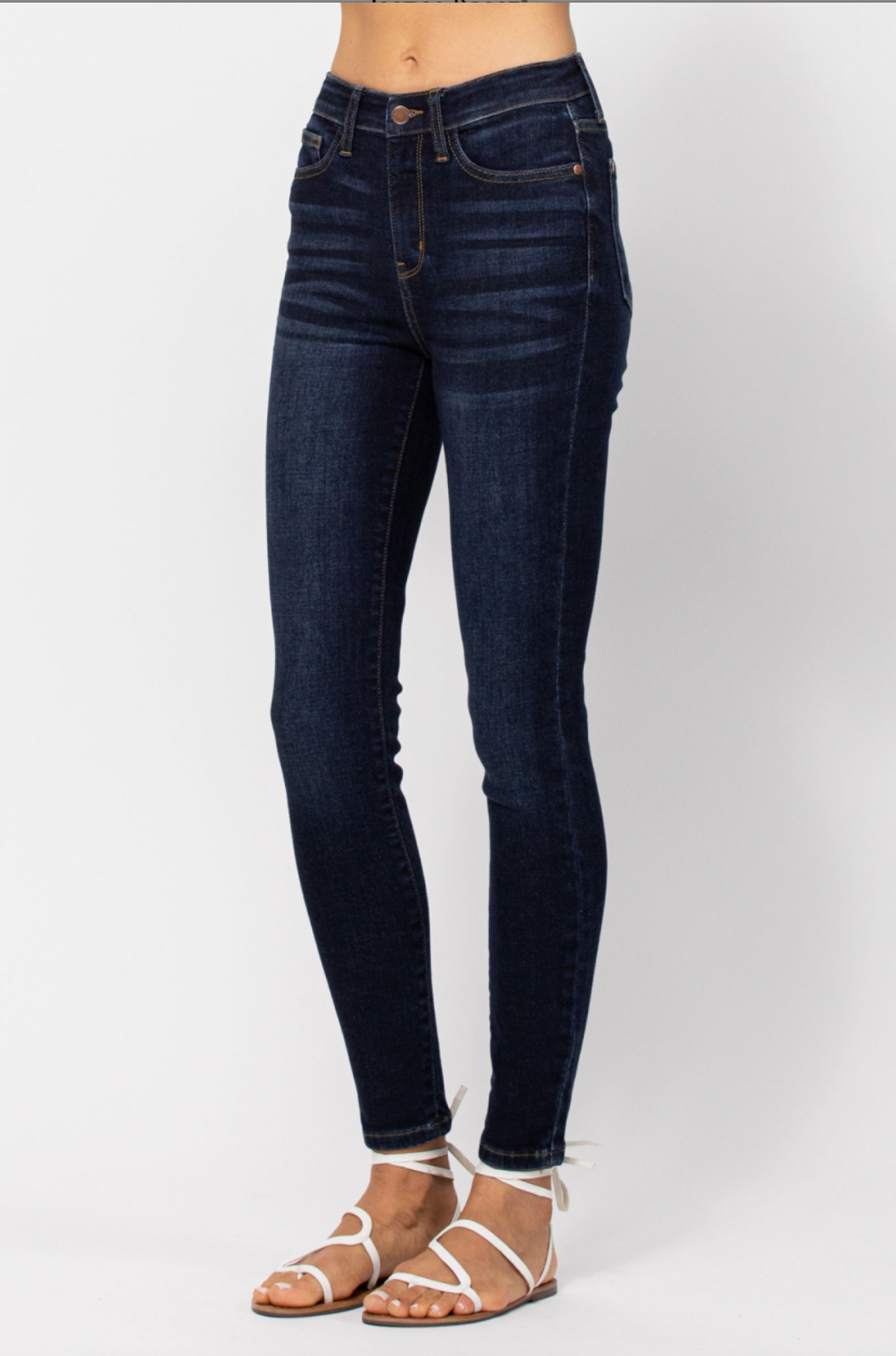 Judy Blue Handsand Skinny Jeans - Dark Wash