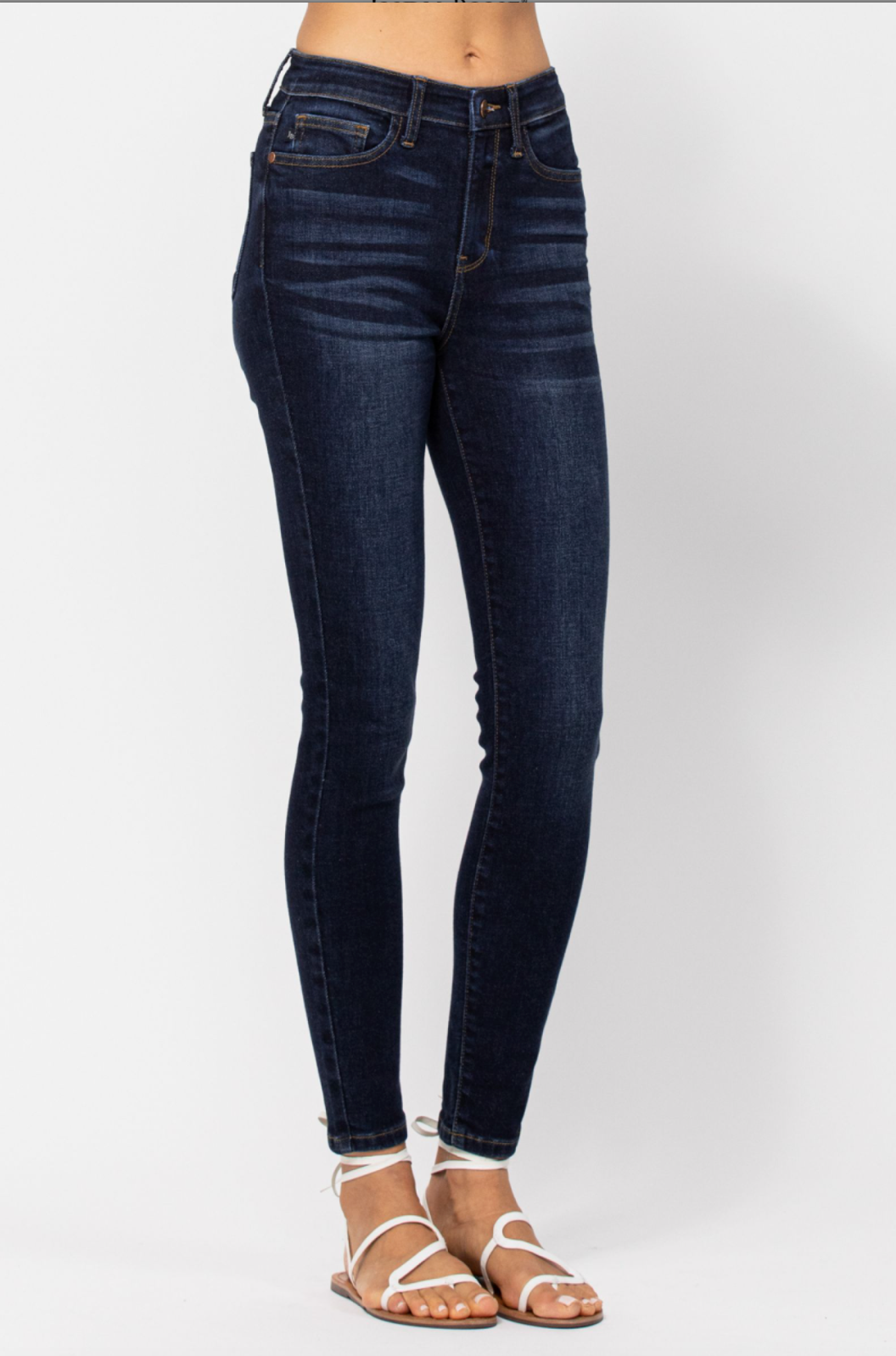 Judy Blue Handsand Skinny Jeans - Dark Wash