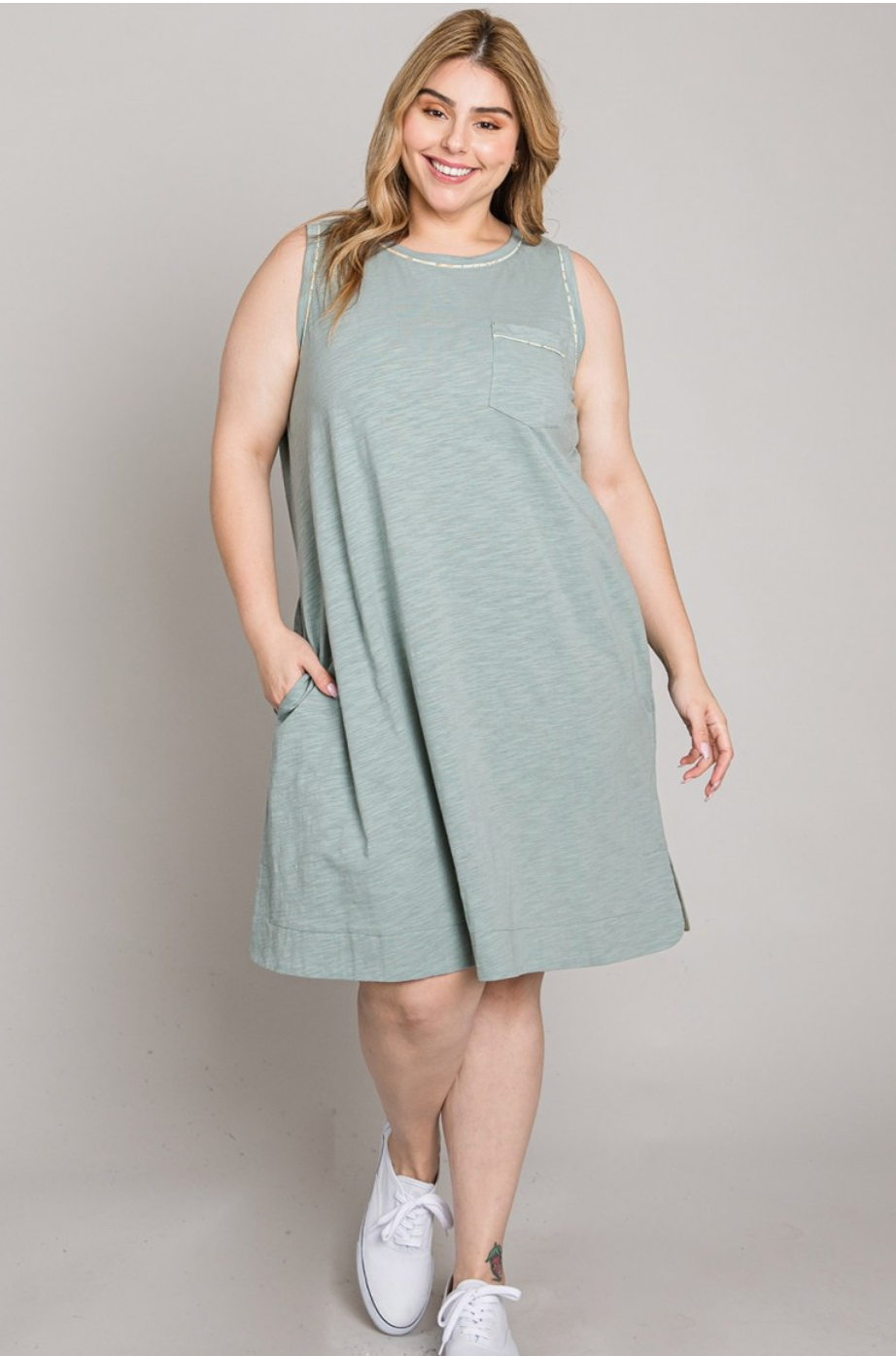See You Every Time Tank Dress - Mint