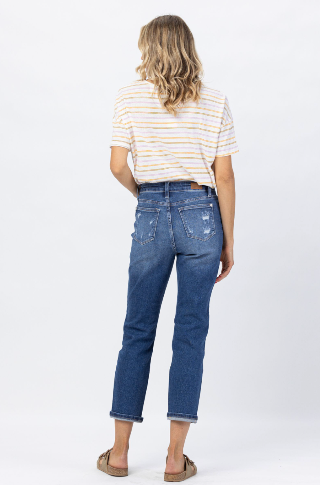 Judy Blue Rainbow Embroidered Girlfriend Jeans