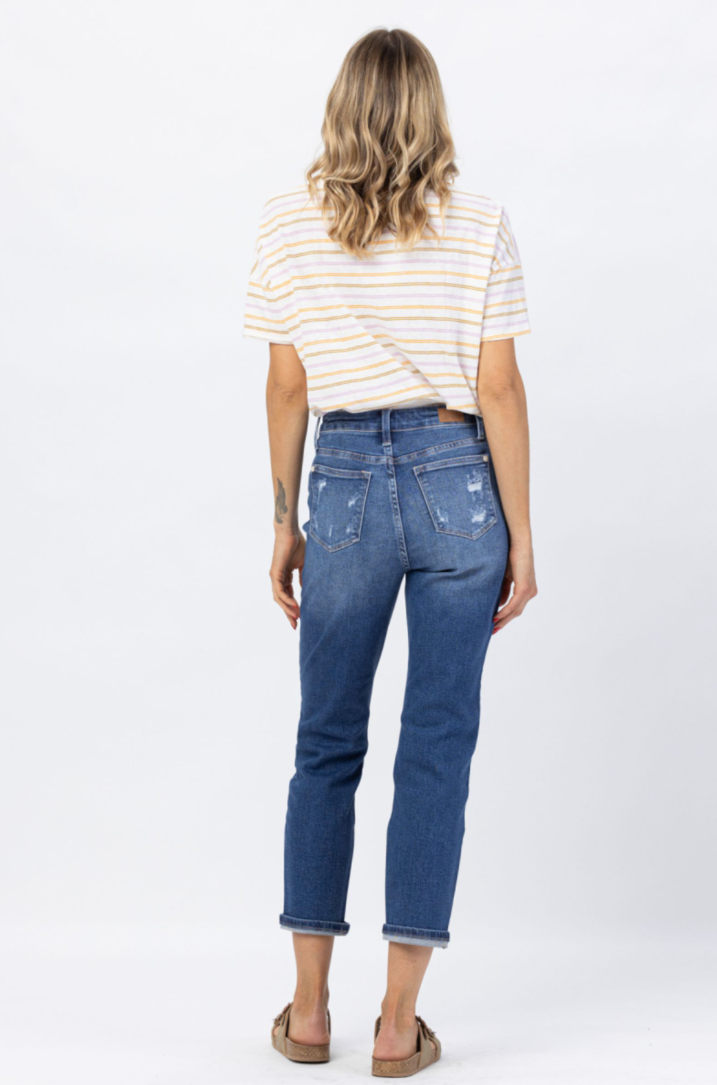 Judy Blue Rainbow Embroidered Girlfriend Jeans