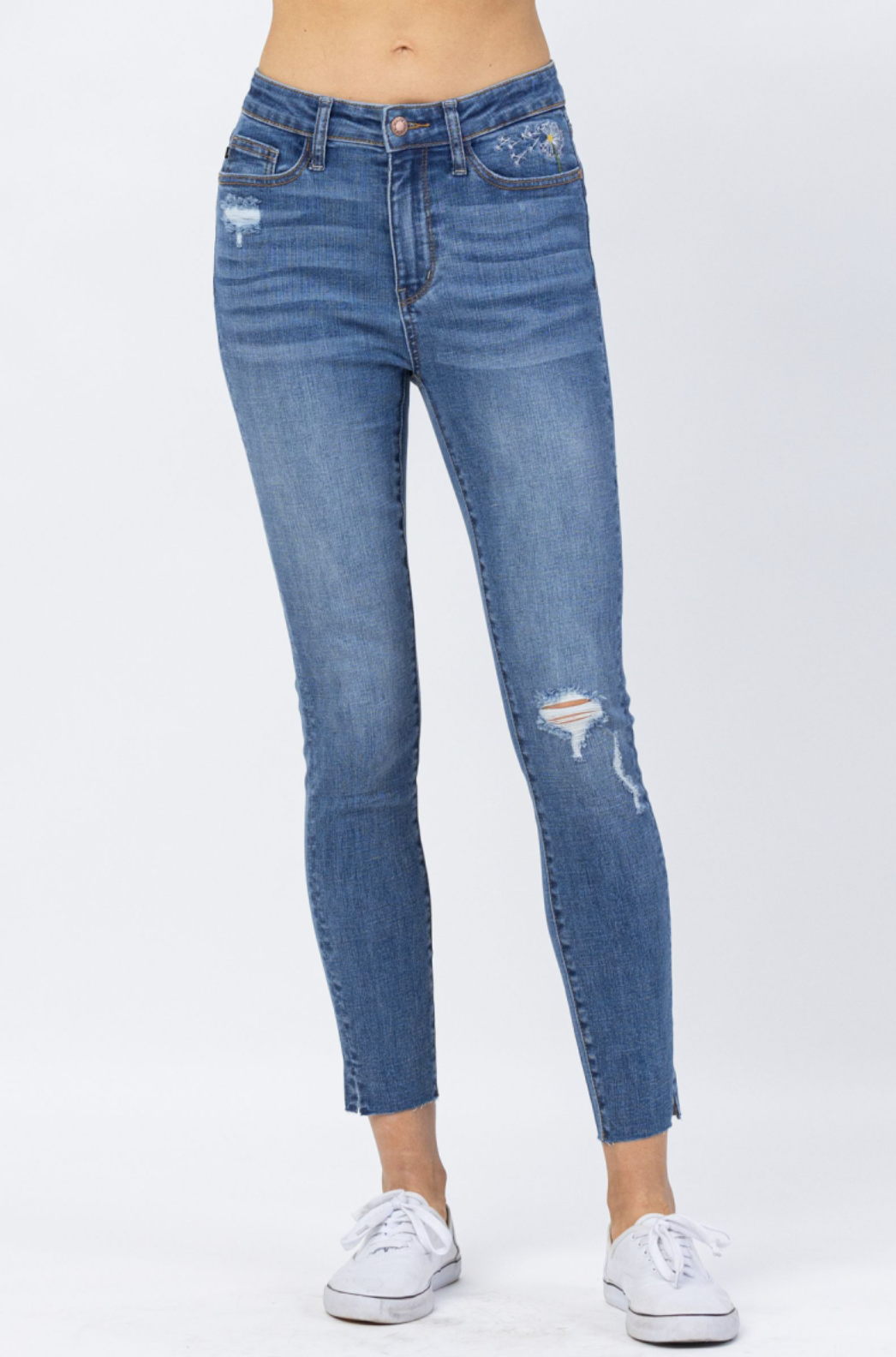 Judy Blue Dandelion Embroidered Skinny Jeans