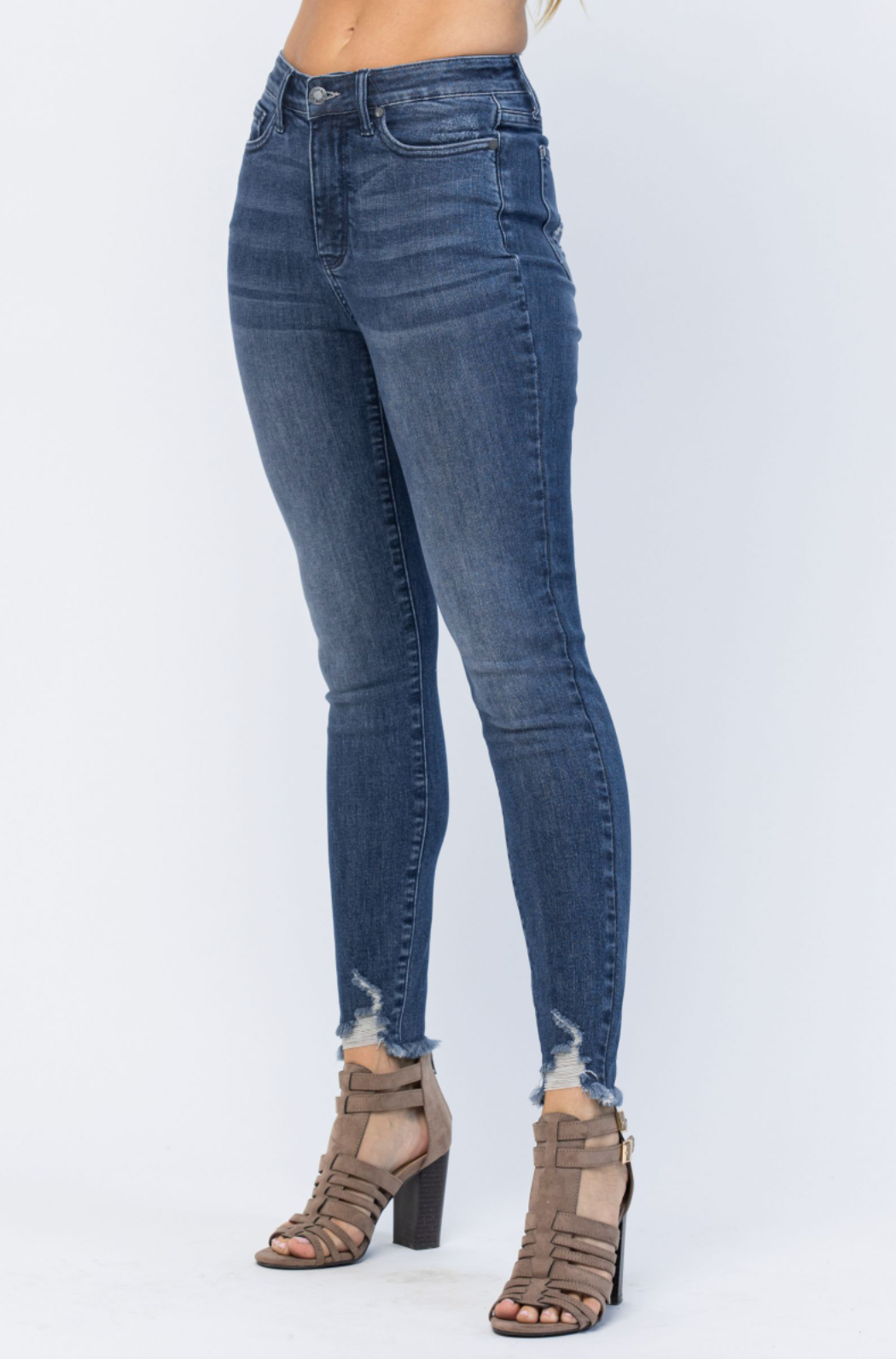 Judy Blue Tummy Control Shark Bite Skinny Jeans