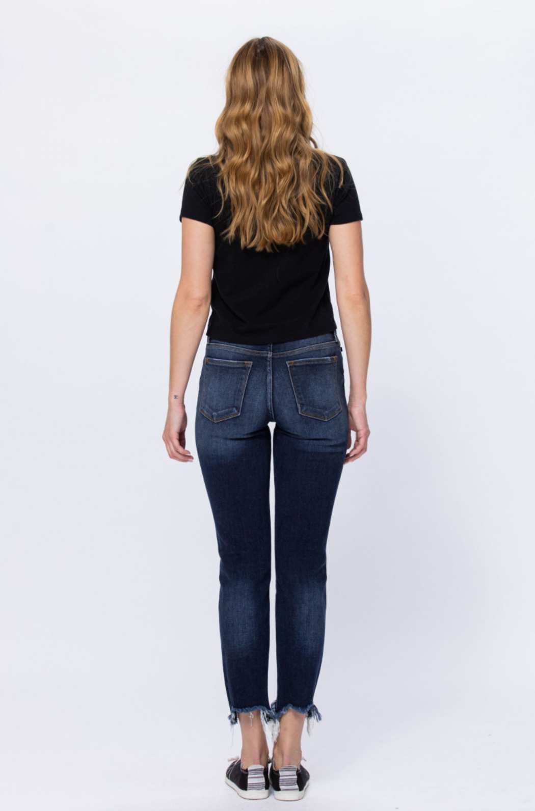 Judy Blue Destroyed Hem Girlfriend Jeans