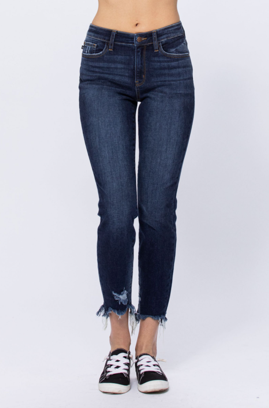 Judy Blue Destroyed Hem Girlfriend Jeans