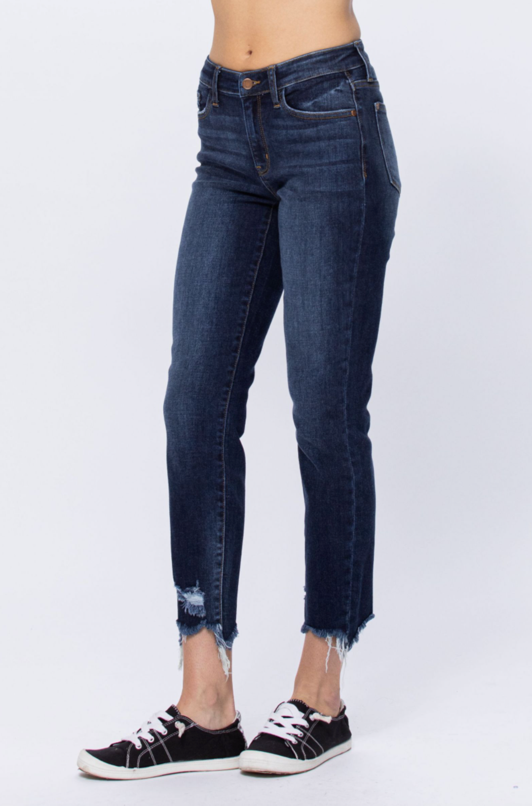 Judy Blue Destroyed Hem Girlfriend Jeans