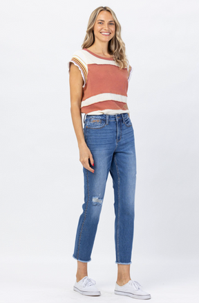 Judy Blue Howdy Embroidered Boyfriend Jeans