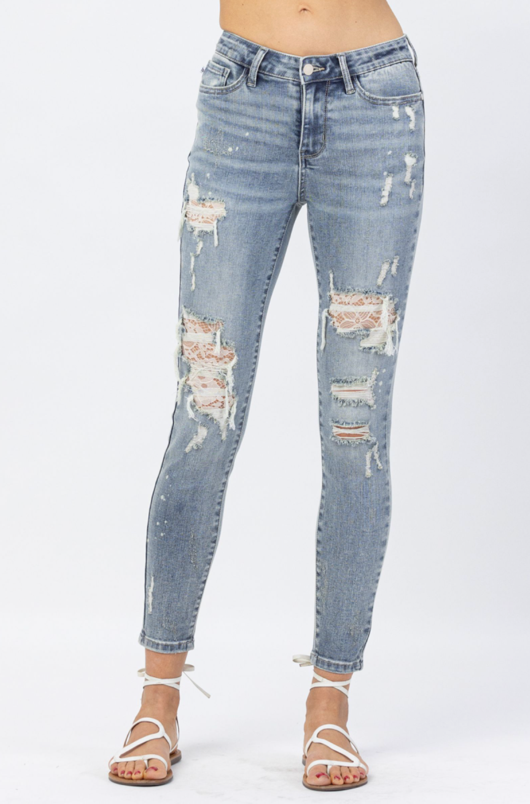 Judy Blue Lace Patch Skinny Jeans
