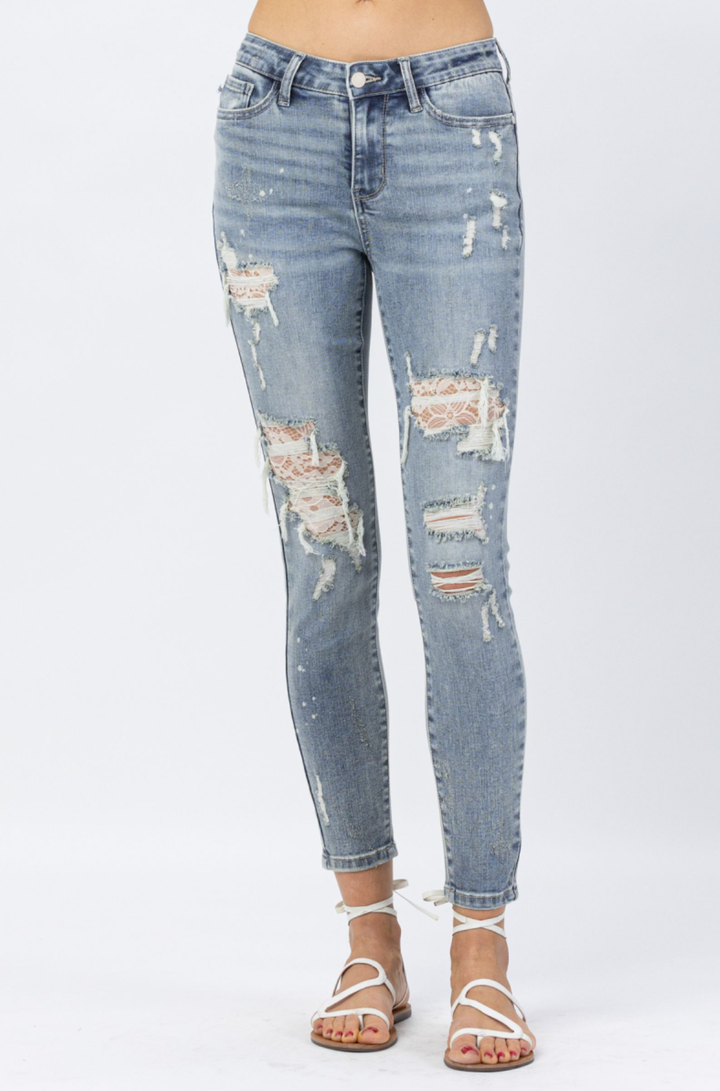Judy Blue Lace Patch Skinny Jeans
