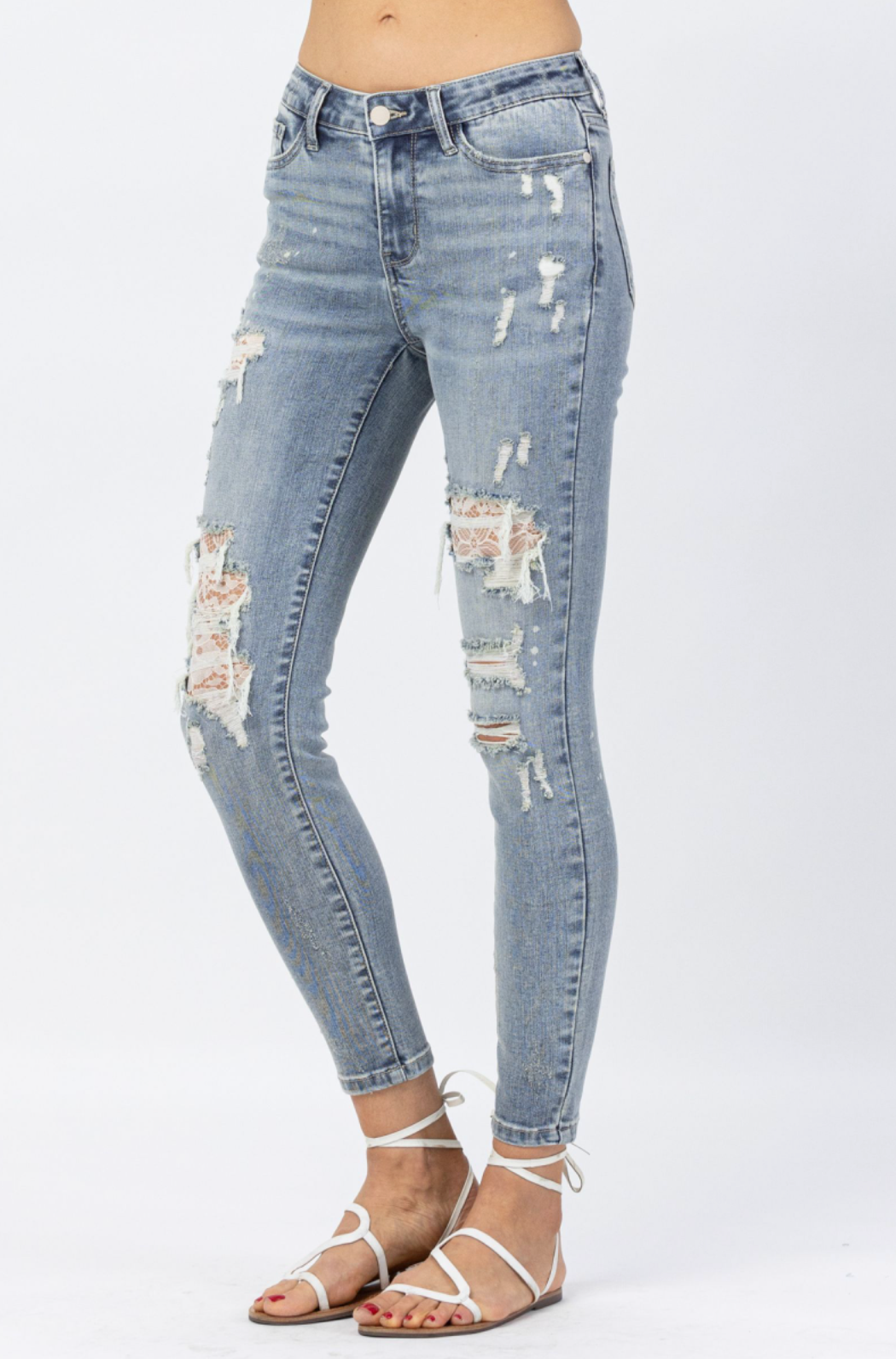 Judy Blue Lace Patch Skinny Jeans