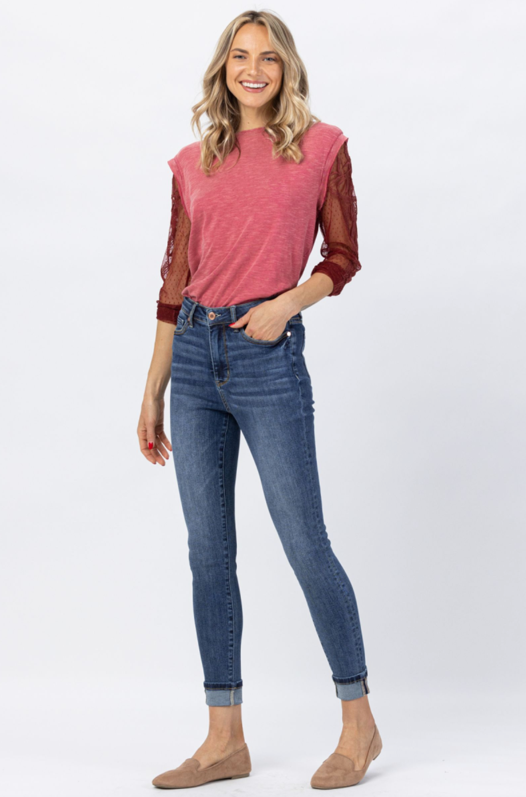 Judy Blue Tummy Control Cuffed Skinny Jeans