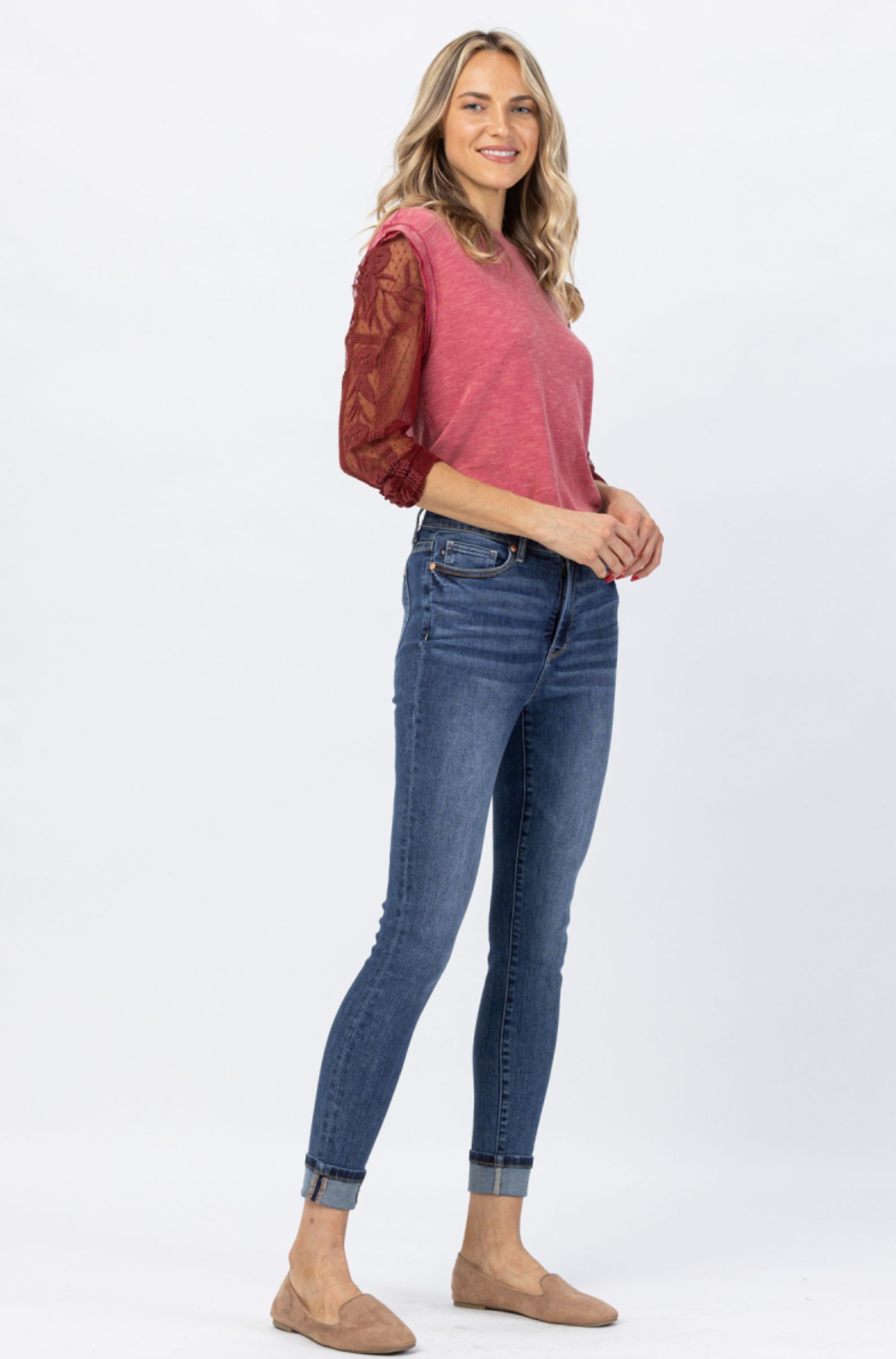 Judy Blue Tummy Control Cuffed Skinny Jeans