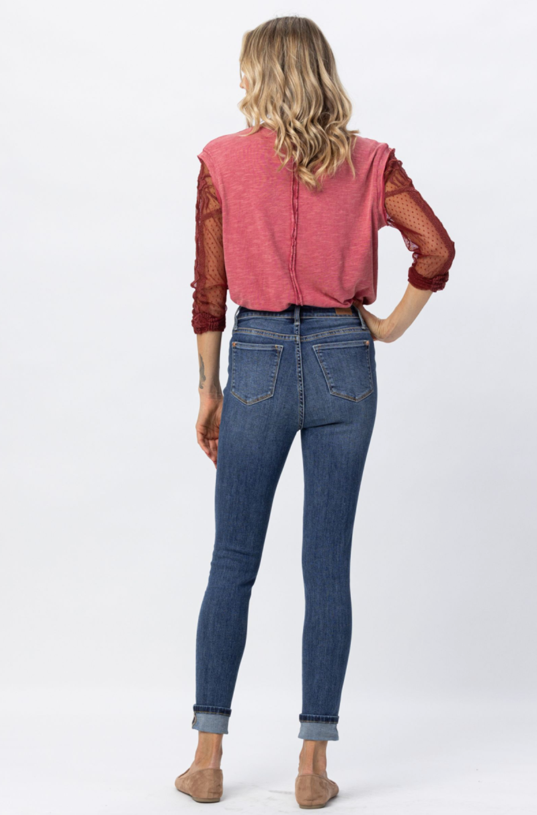 Judy Blue Tummy Control Cuffed Skinny Jeans