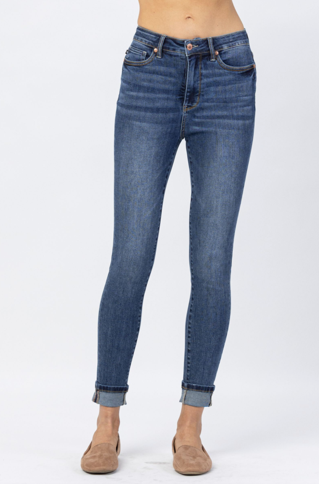Judy Blue Tummy Control Cuffed Skinny Jeans