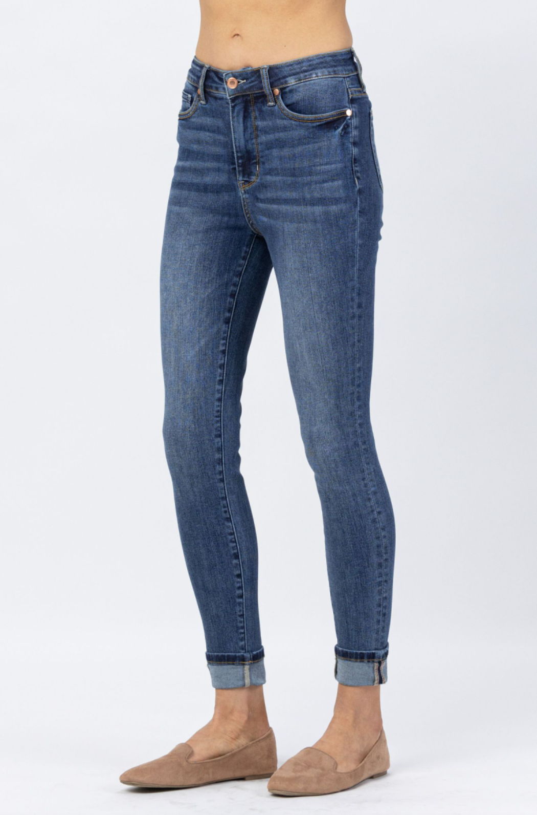 Judy Blue Tummy Control Cuffed Skinny Jeans