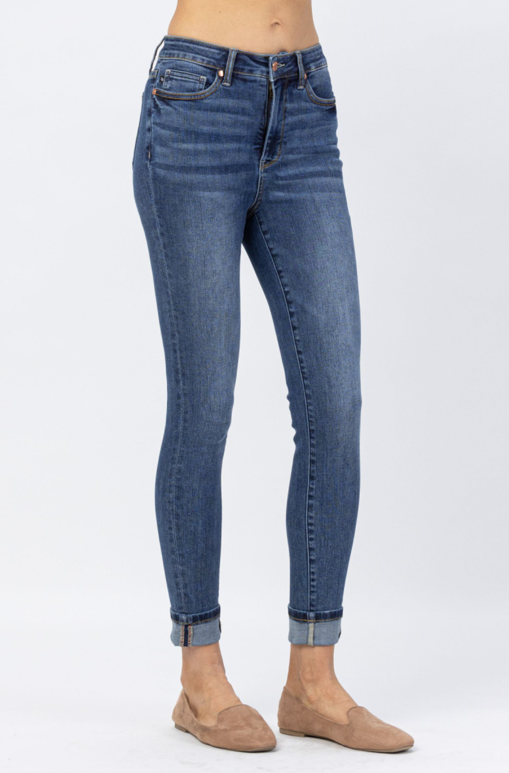 Judy Blue Tummy Control Cuffed Skinny Jeans