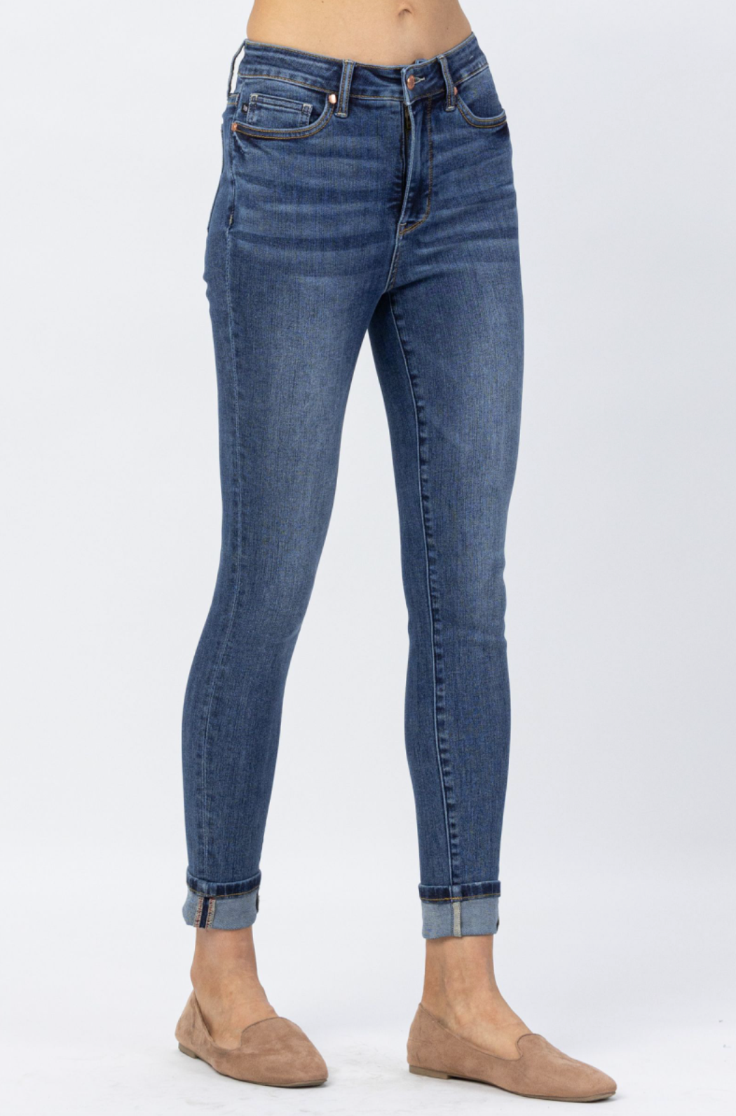 Judy Blue Tummy Control Cuffed Skinny Jeans