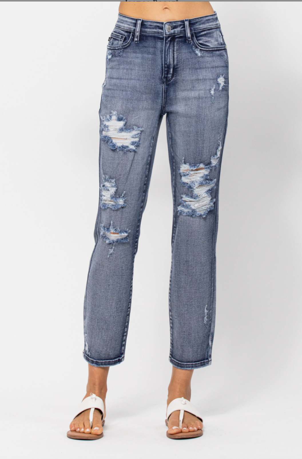 Judy Blue Medium Wash Destroyed Boyfriend Jeans