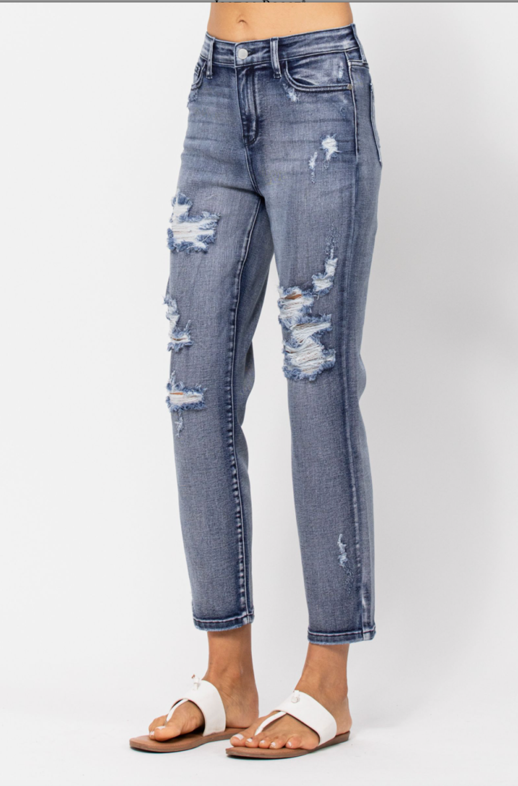 Judy Blue Medium Wash Destroyed Boyfriend Jeans