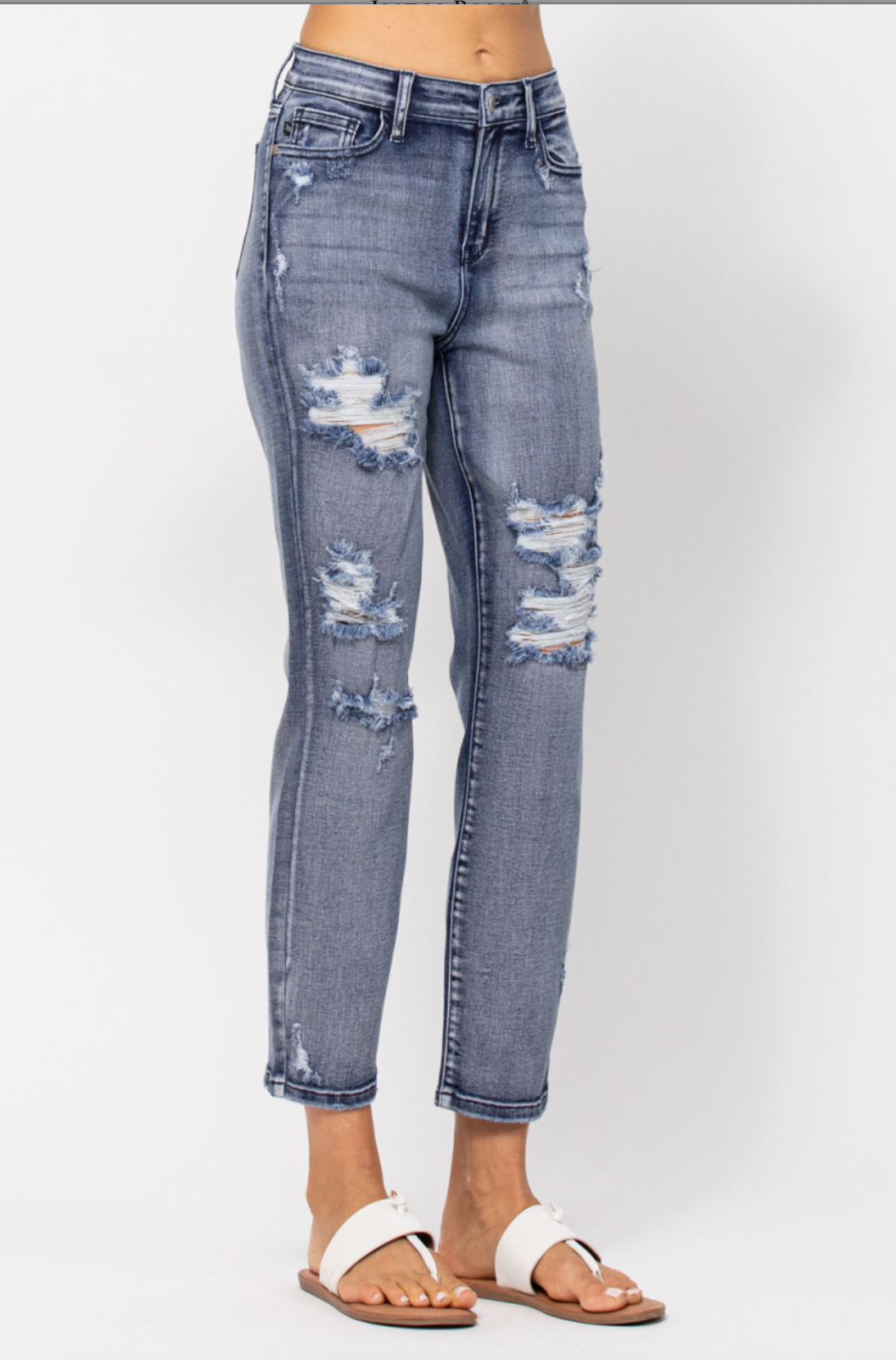 Judy Blue Medium Wash Destroyed Boyfriend Jeans