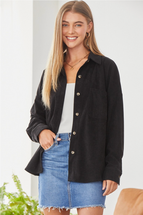 We Go Together Corduroy Button Down - Black