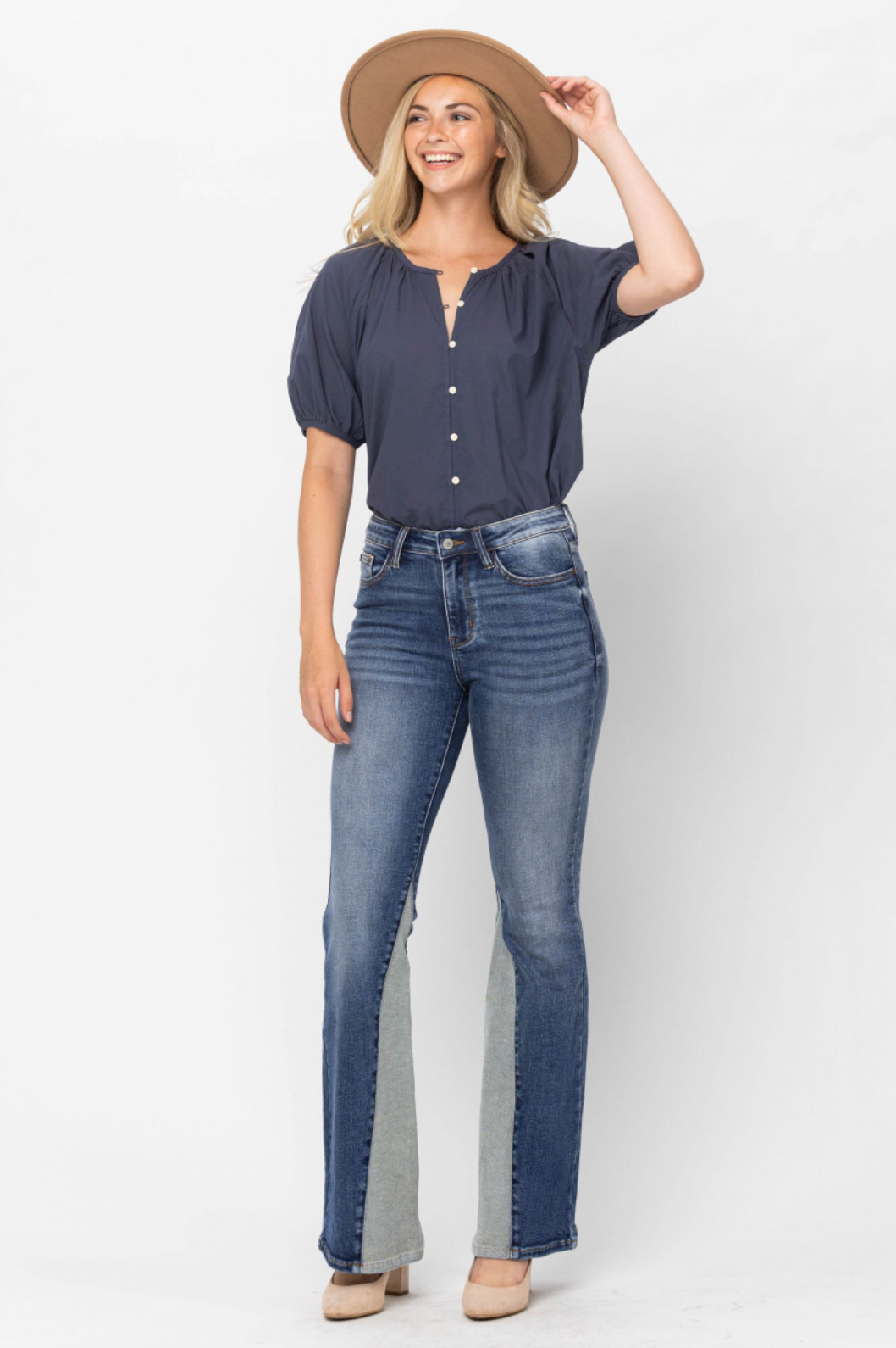 Judy Blue Inseam Panel Flare Jeans