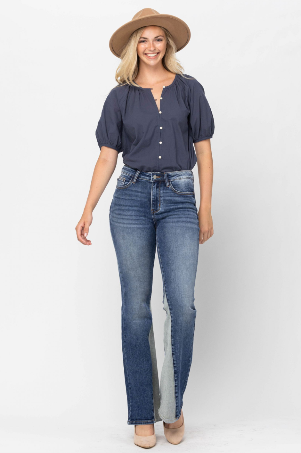 Judy Blue Inseam Panel Flare Jeans