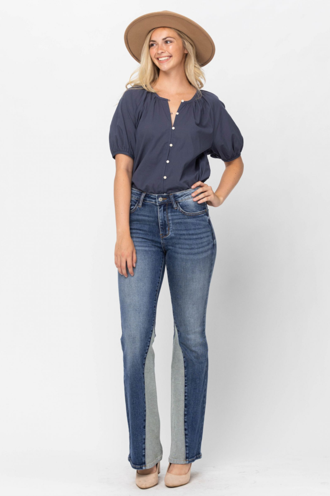 Judy Blue Inseam Panel Flare Jeans