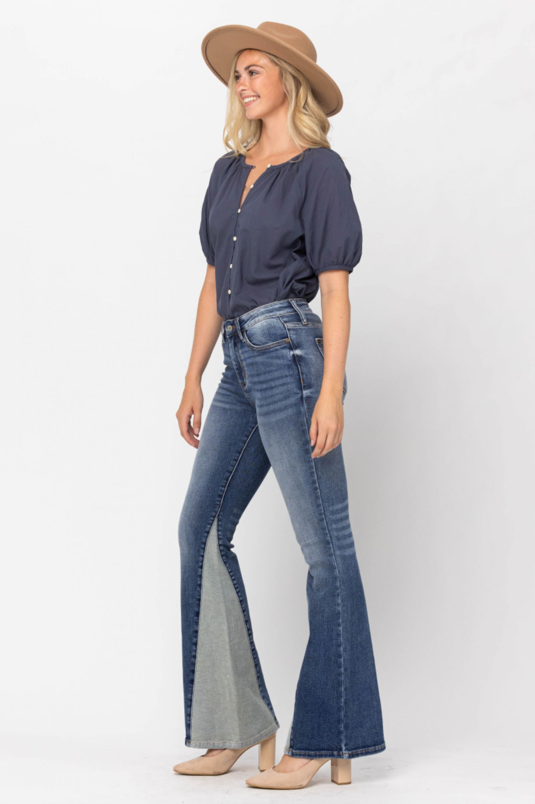 Judy Blue Inseam Panel Flare Jeans